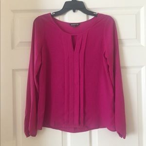 Express Hot Pink Long Sleeve Dress Shirt: Size XS